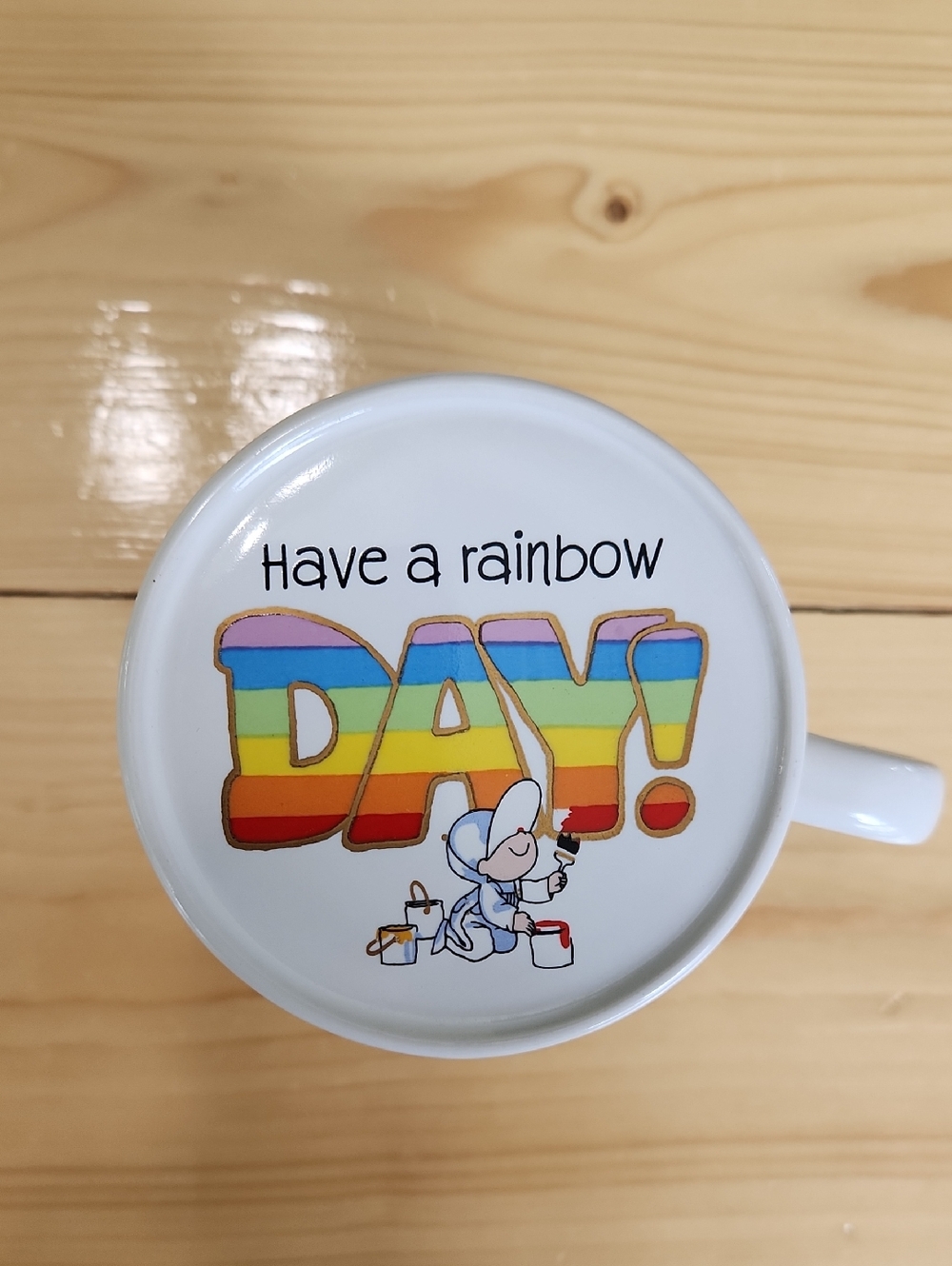 VTG 1983 Hallmark Mug Mates Coffee Cup With Coaster Lid Have A Rainbow Day Japan - Picture 4 of 13